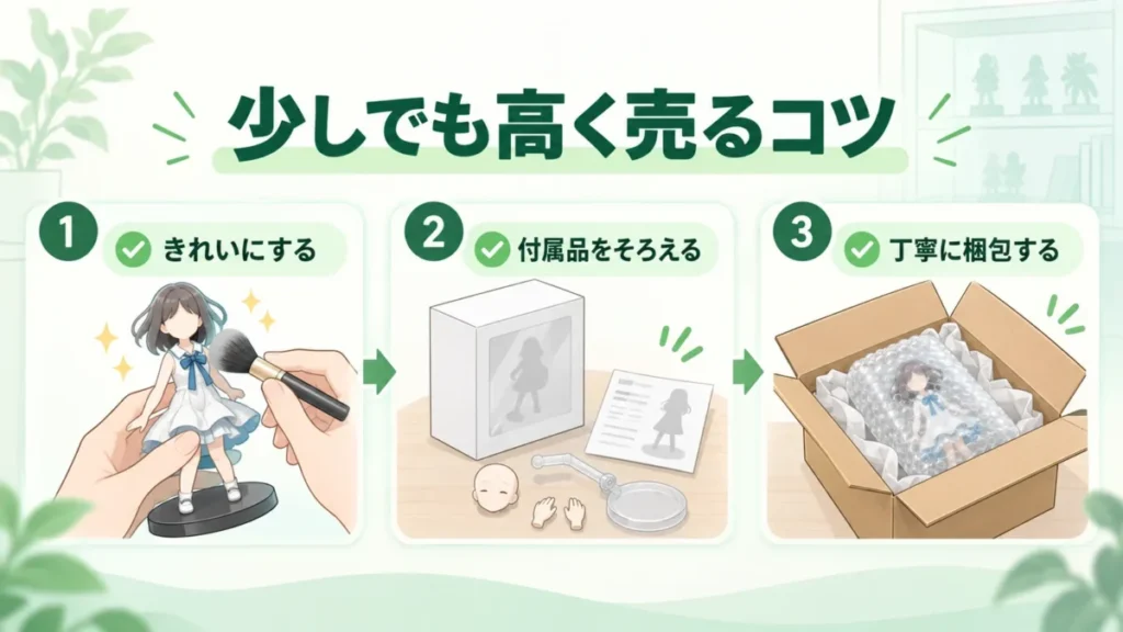 プライズフィギュアを高く売るための清掃と梱包