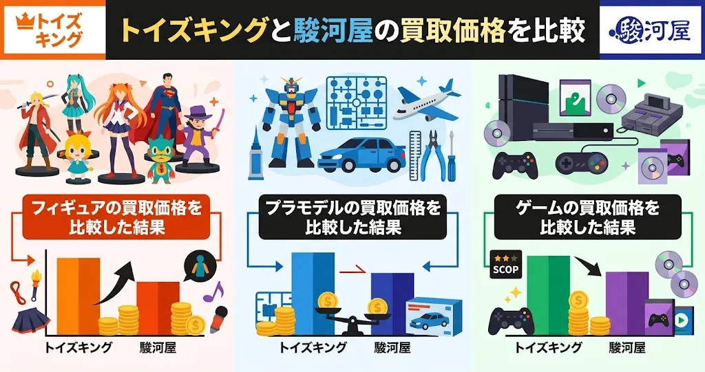 トイズキングと駿河屋の買取価格を比較!高く売れるのはどっち?